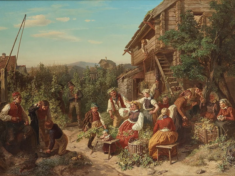 1821-Josef Wilhelm Wallander - Raccolta del luppolo ad Askarboda, Österåker, 1856